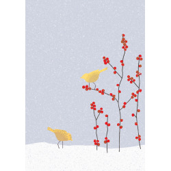 Holy Mackerel two birds and berries Christmas card - designed by Eloise Hall - 15.7 x 11cm - blank inside
