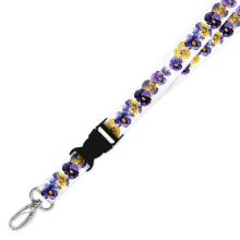 Double Breakaway Lanyard - Purple & Yellow Pansies Border