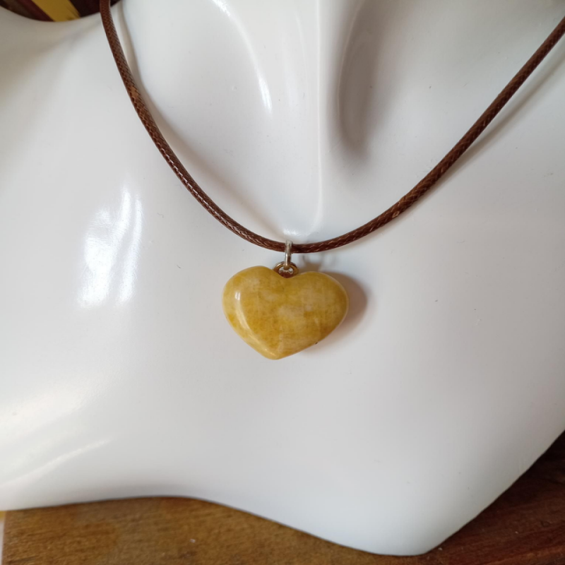 Yellow Calcite Heart Crystal Necklace