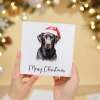 Fun Christmas Card of a Labrador Dog Wearing A Santa Hat Whimsical Watercolour Christmas Card For Animal Lover For Him or Her - Square (5.5x5.5) / Blank Inside