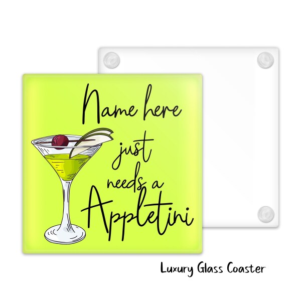 Personalised Appletini Glass Coaster - Just Needs An Appletini