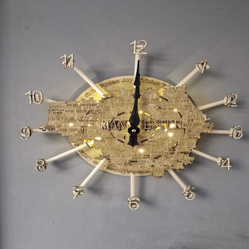 Manchester-Themed Wall Clock - we can do your city or town !
