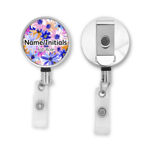 Personalised Metal ID Reel - Bright Abstract Flowers