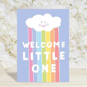 Welcome little one, unisex new baby card with a gorgeous printed envelope - 12 x 17cm and blank inside - made in the UK