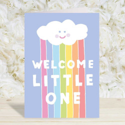 Welcome little one, unisex new baby card with a gorgeous printed envelope - 12 x 17cm and blank inside - made in the UK