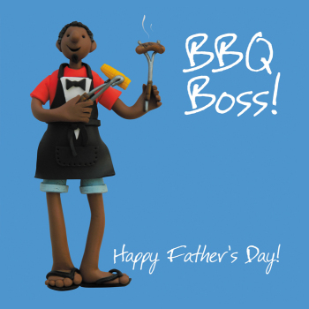 Holy Mackerel BBQ boss Fathers Day, an Erica Sturla 150mm square card for Dad from, blank inside for your message