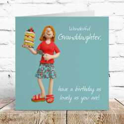 Grown up granddaughter birthday card - designed by Erica Sturla - 15cm square and blank inside, made in the UK